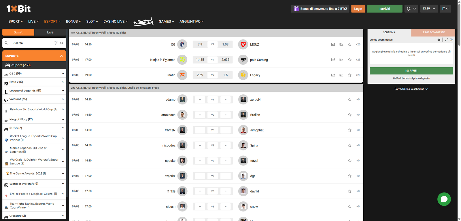Scommesse su calcio su 1xBit